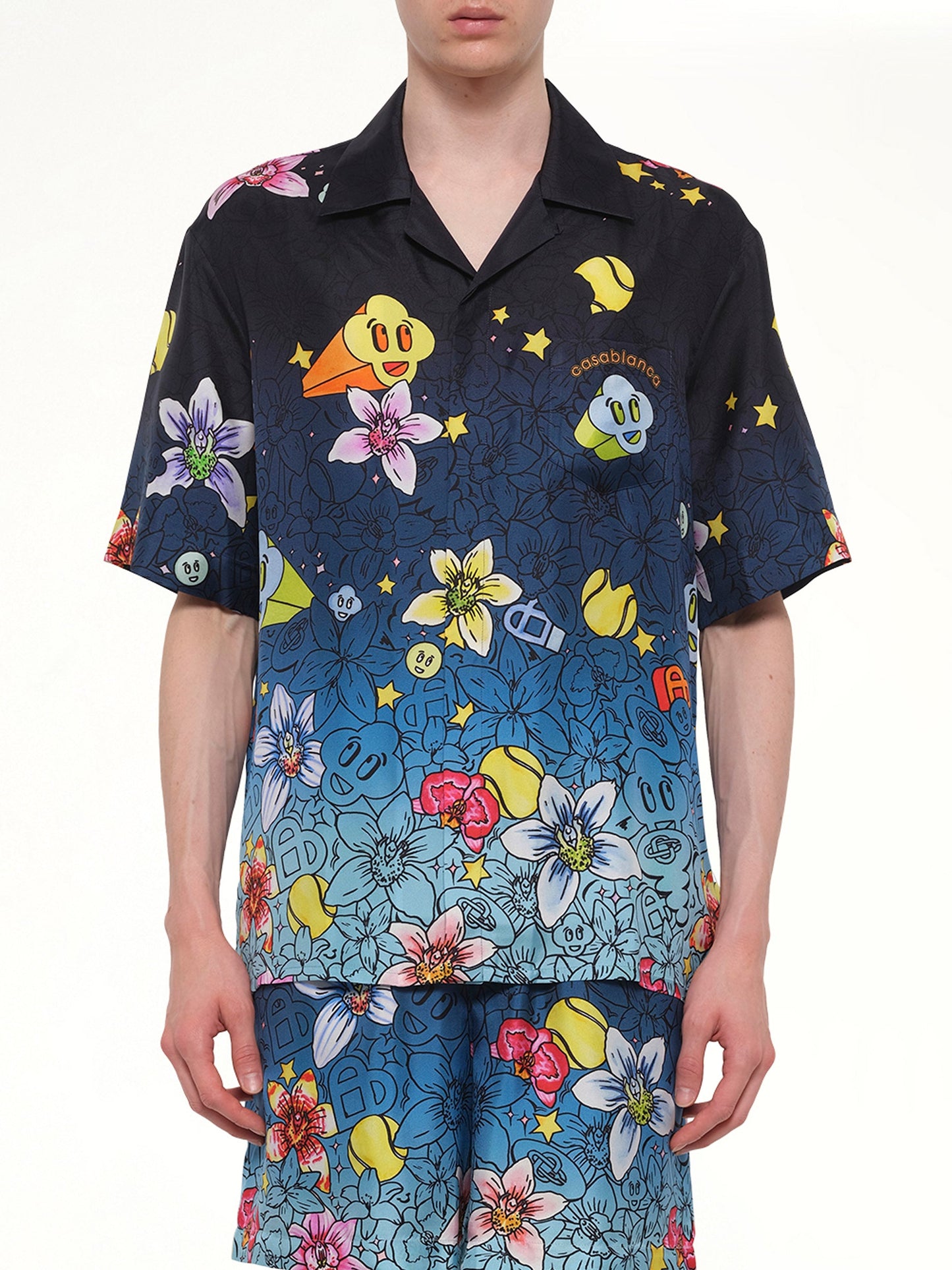 Image of Shirts. Product name - Collage D’Icones SS Shirt in Blue colour by brand - CASABLANCA