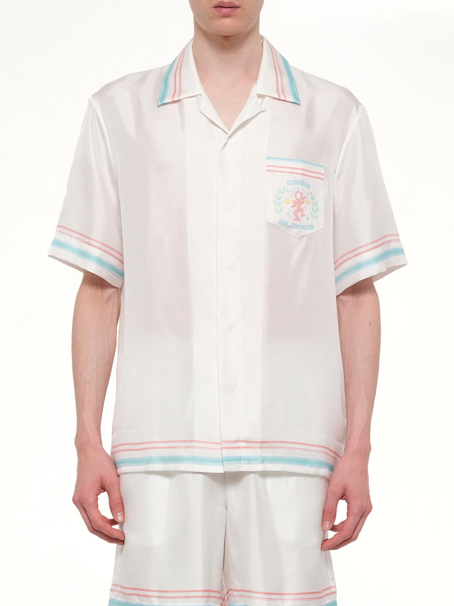 Image of Shirts. Product name - Dance Joy Cuban Collar SS Shirt in White colour by brand - CASABLANCA