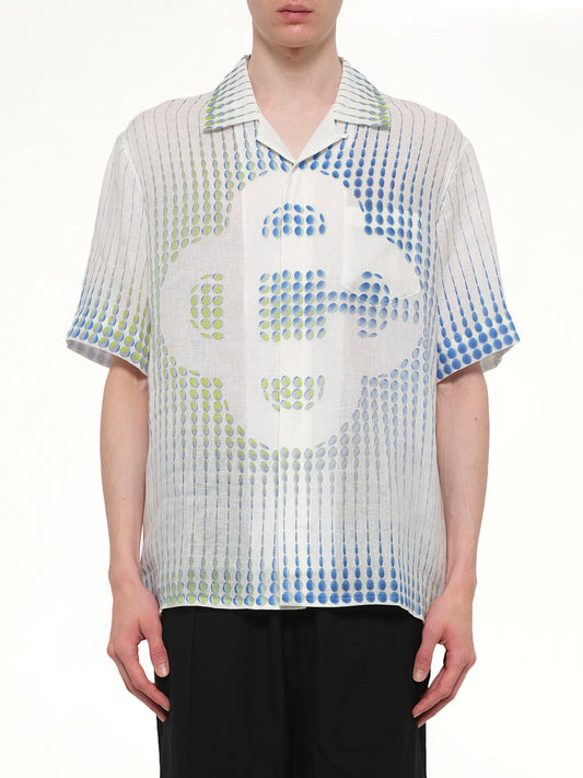Image of Shirts. Product name - Pills Cuban Collar SS Shirt in White colour by brand - CASABLANCA