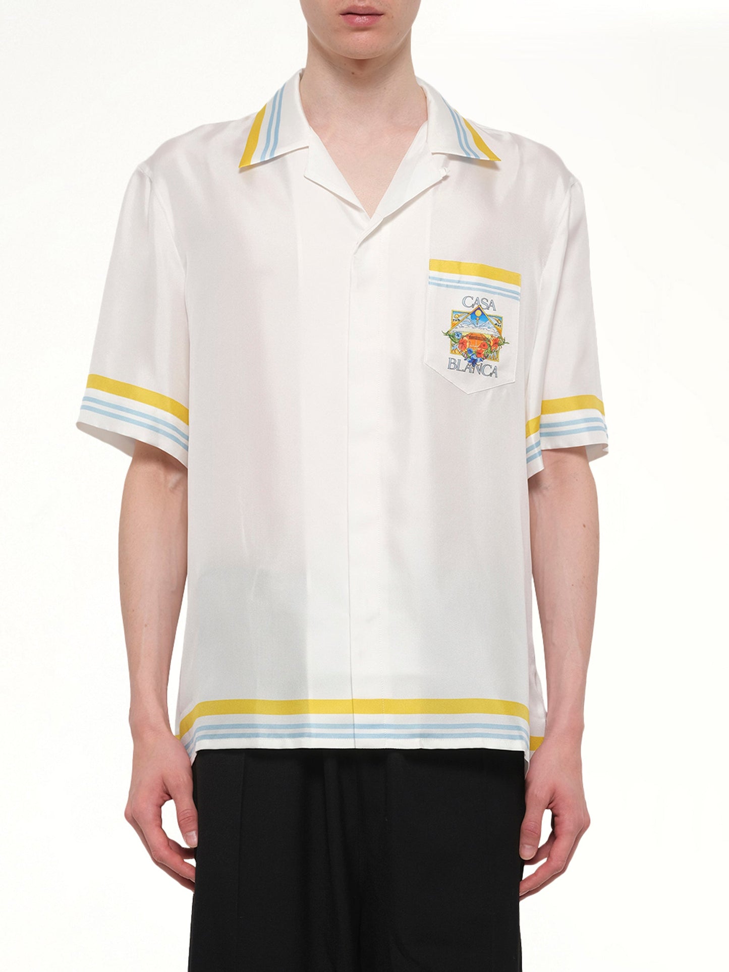 Image of Shirts. Product name - Tennis Landscape SS Shirt in White colour by brand - CASABLANCA