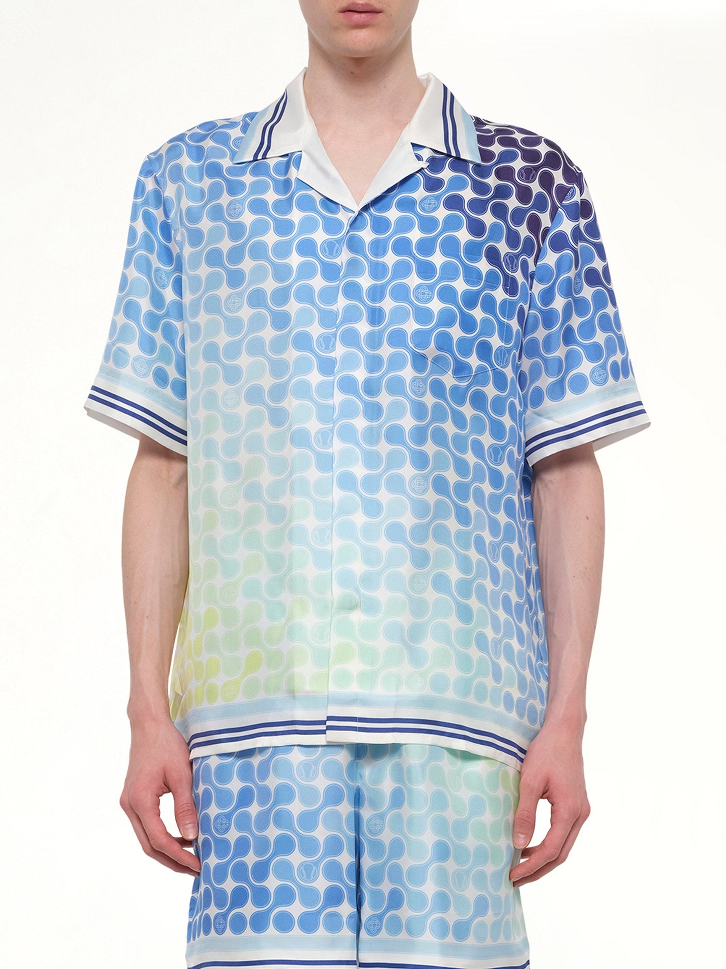 Image of Shirts. Product name - Tennis Tile SS Shirt in Blue colour by brand - CASABLANCA