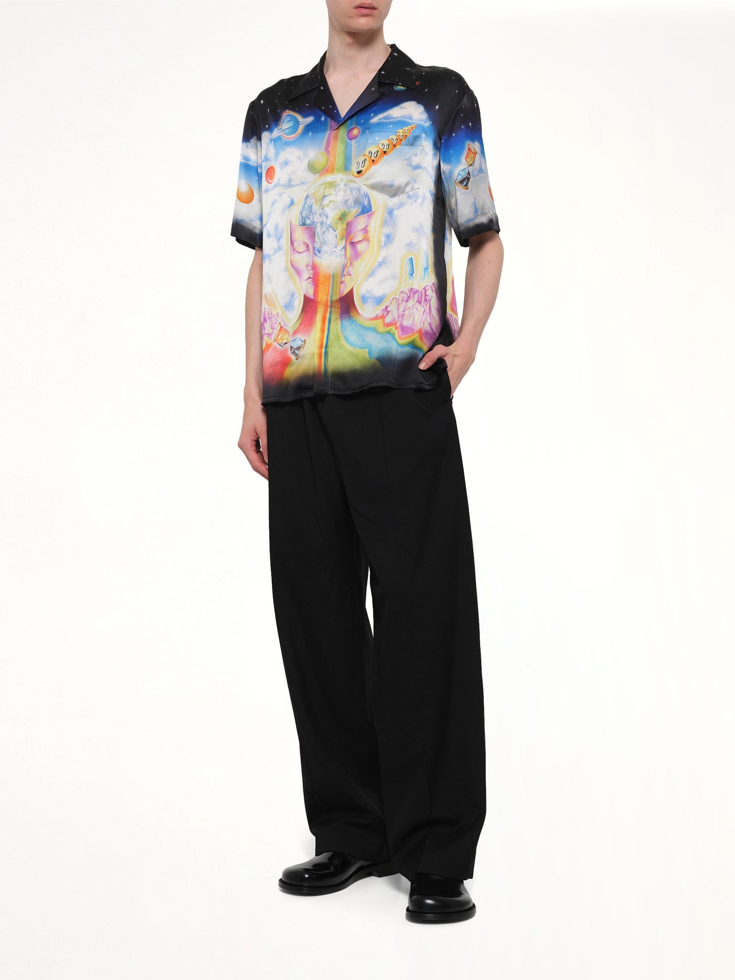 CASABLANCA The Essential Experience Cuban Collar SS Shirt (Black)