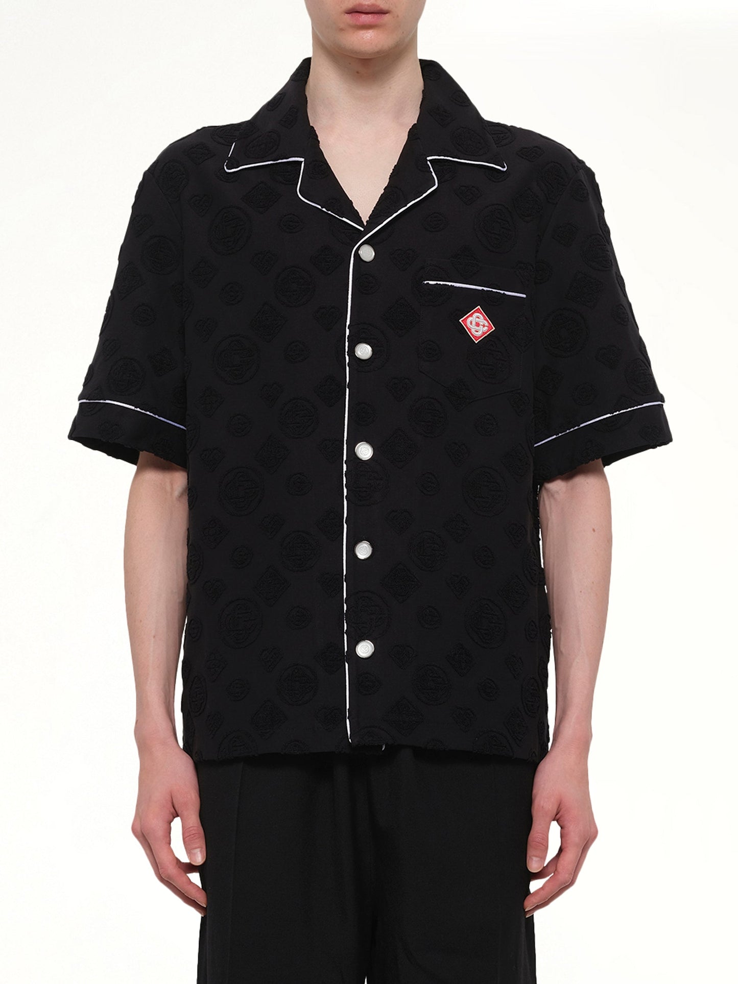 Image of Shirts. Product name - Towelling Monogram Shirt in Black colour by brand - CASABLANCA