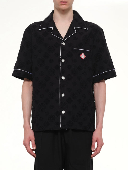 Image of Shirts. Product name - Towelling Monogram Shirt in Black colour by brand - CASABLANCA