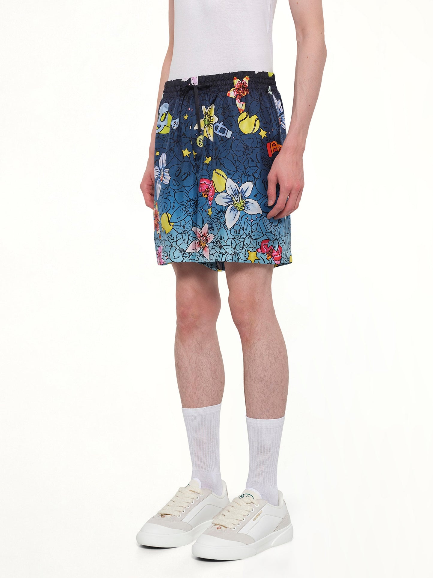 CASABLANCA Collage D’Icones Silk Shorts (Blue)