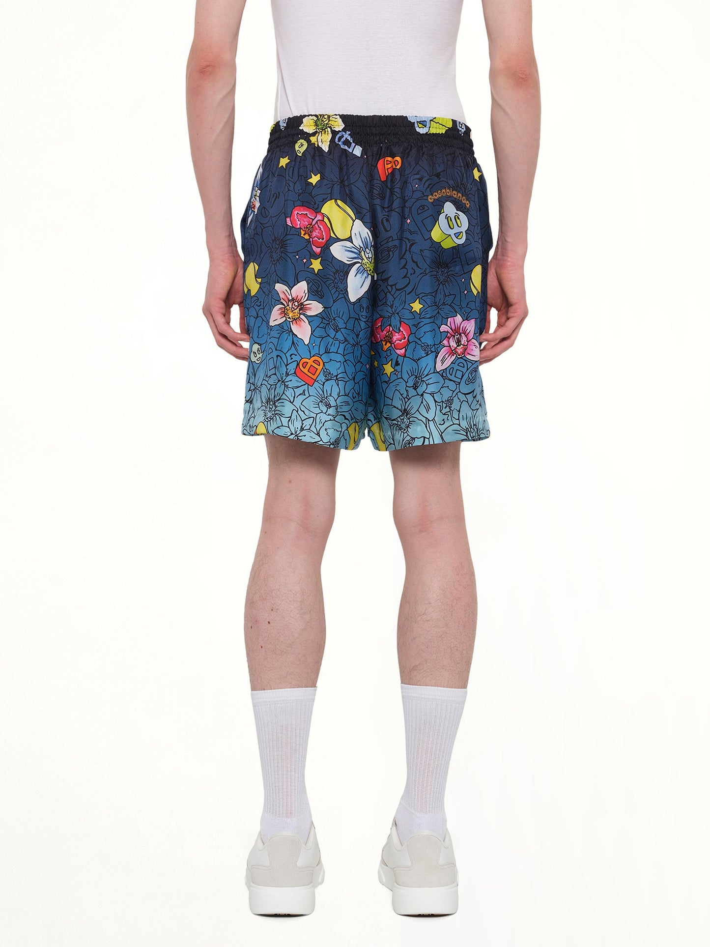 CASABLANCA Collage D’Icones Silk Shorts (Blue)