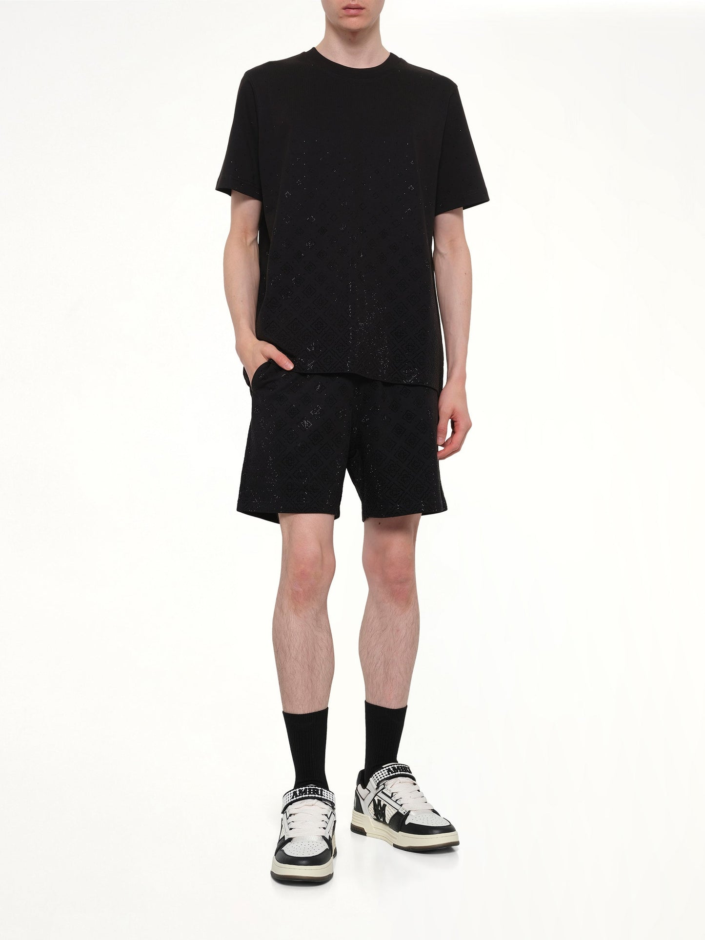 CASABLANCA Crystal Monogram Sweatshort (Black)