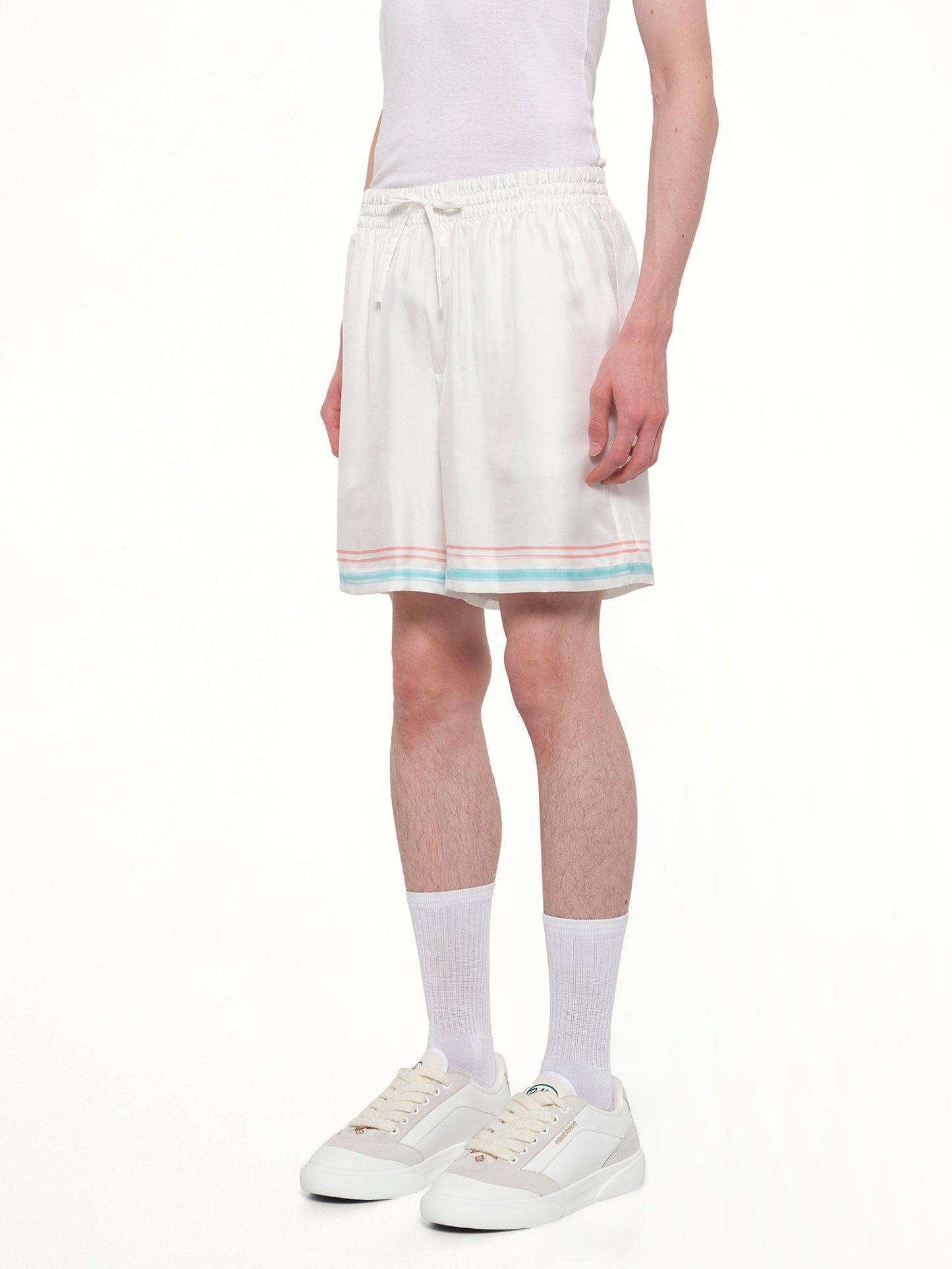 CASABLANCA Dance Joy Silk Shorts (White)