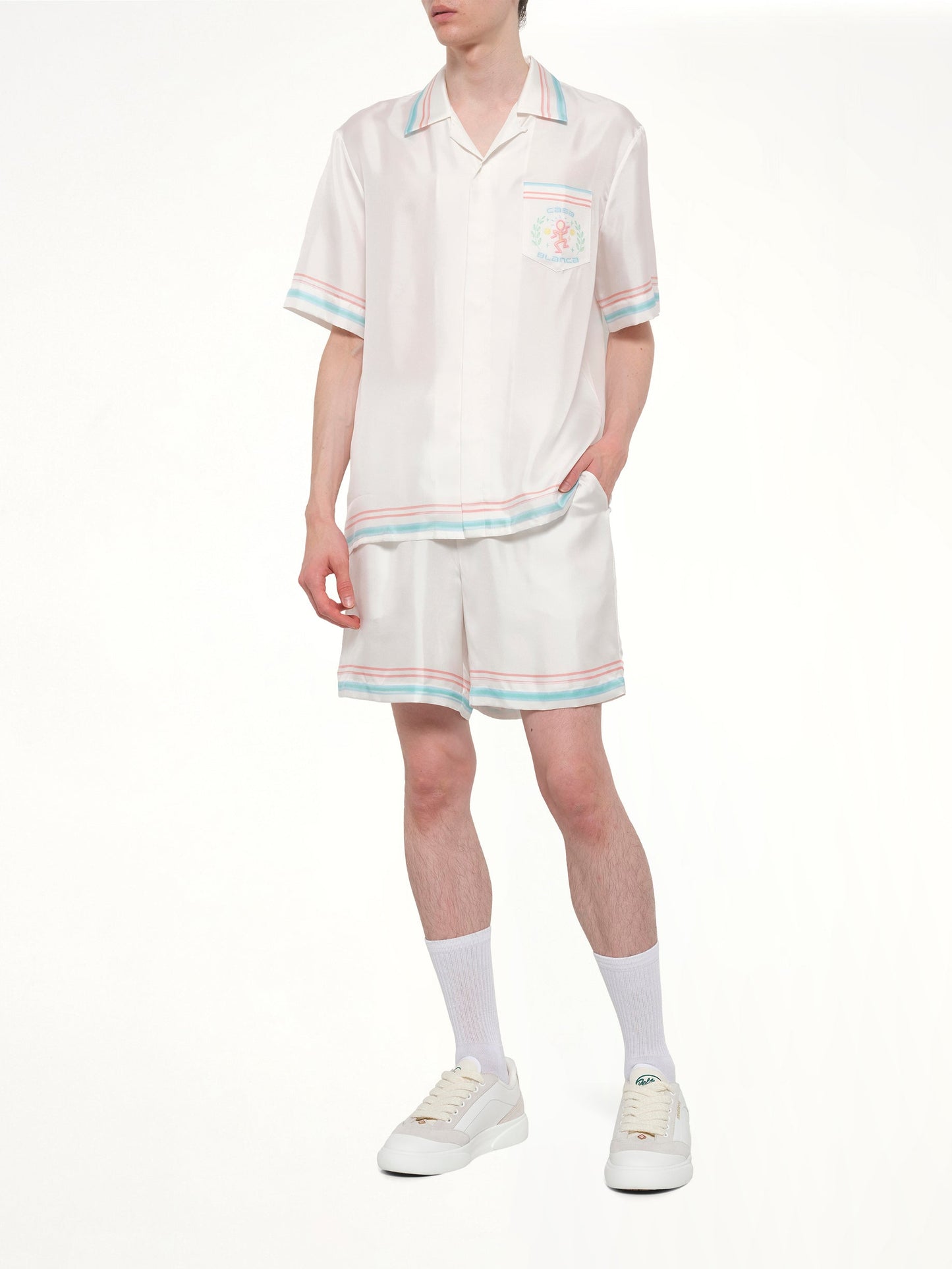 CASABLANCA Dance Joy Silk Shorts (White)