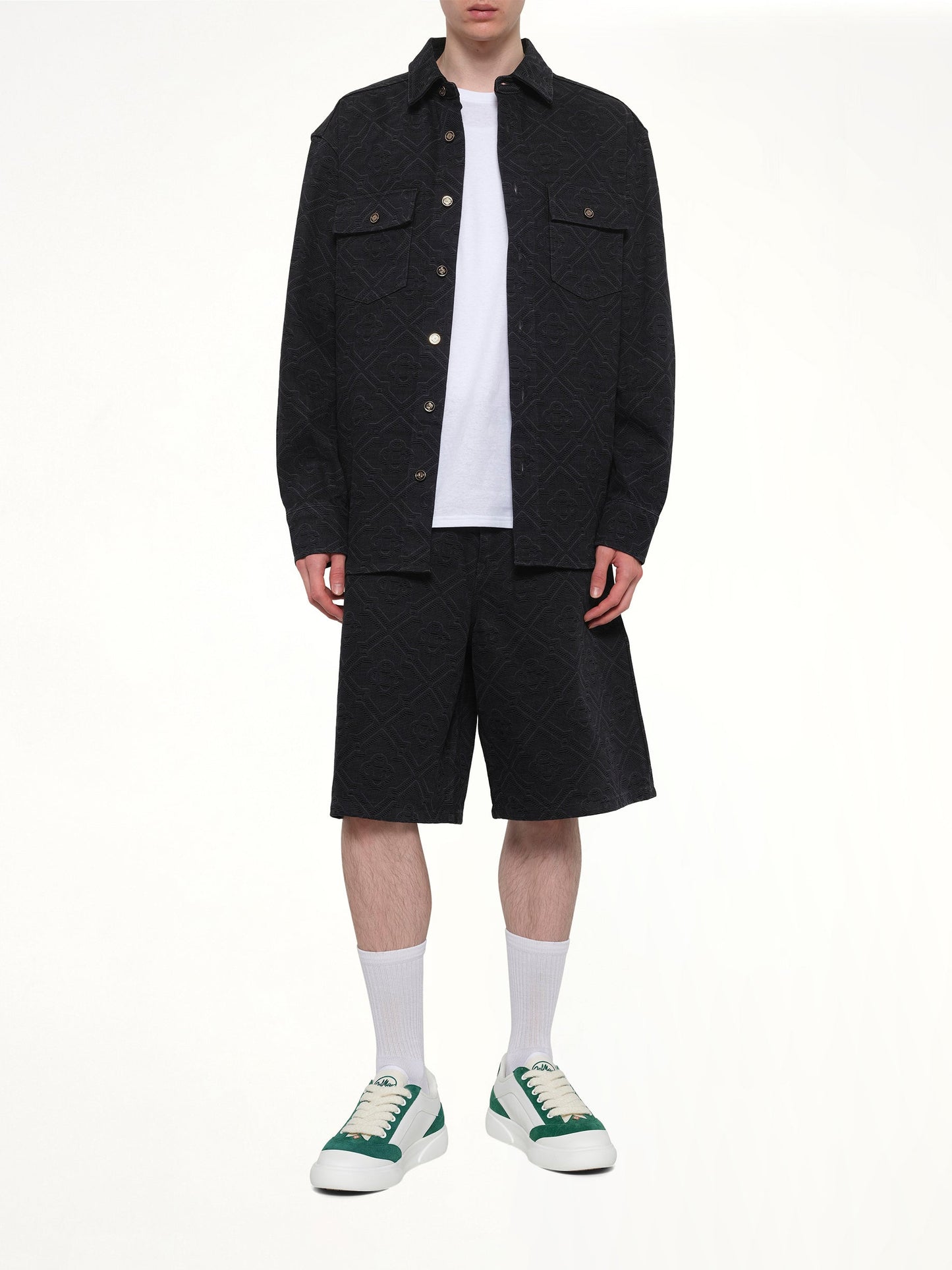 CASABLANCA Laser Monogram Denim Shorts (Black)