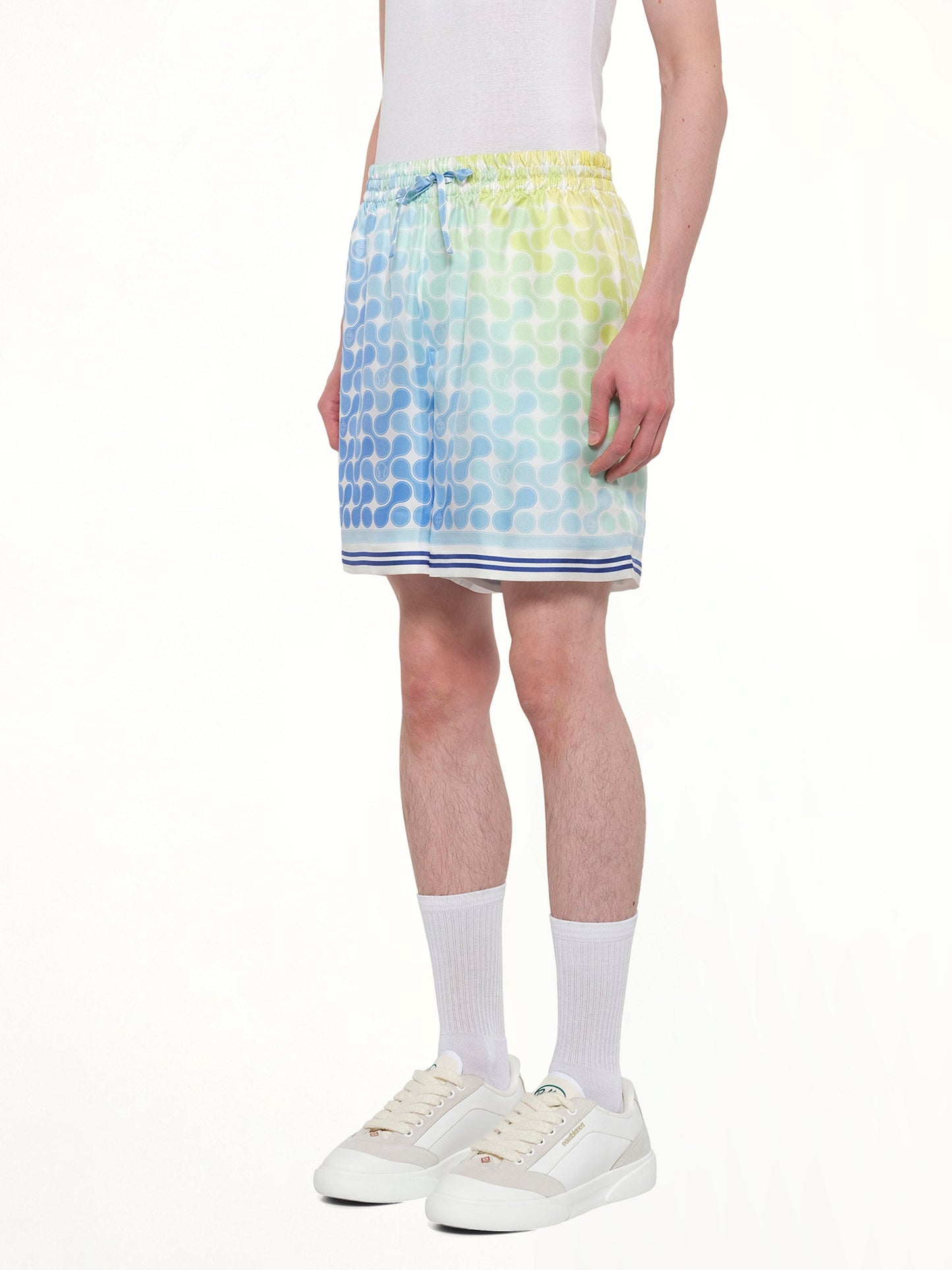 CASABLANCA Tennis Tile Silk Shorts (Blue)