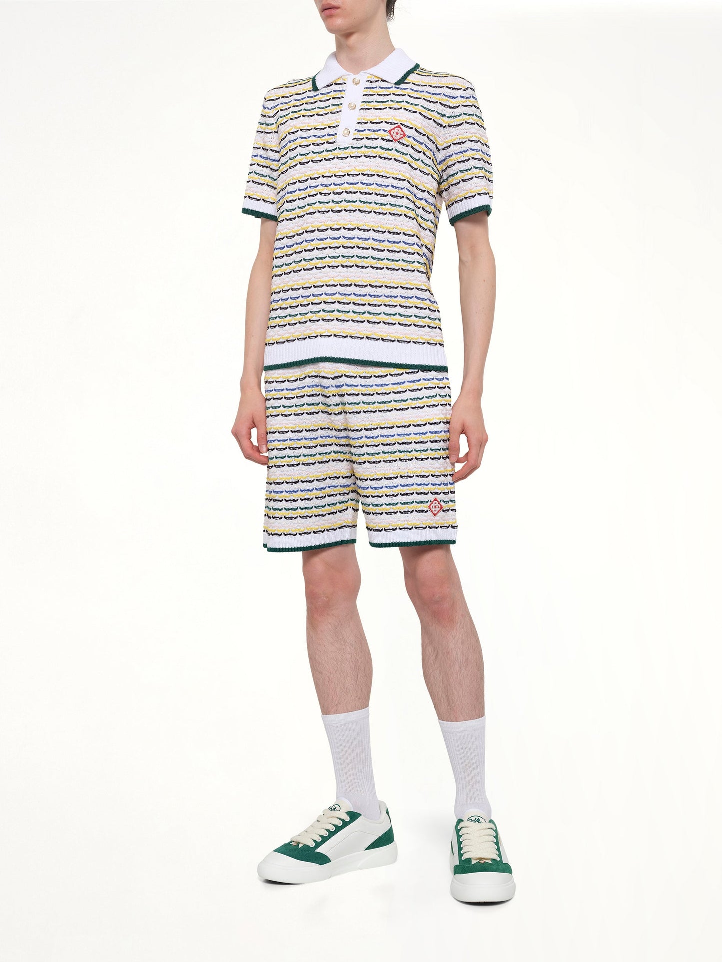 CASABLANCA Tuck Stitch Shorts (White)