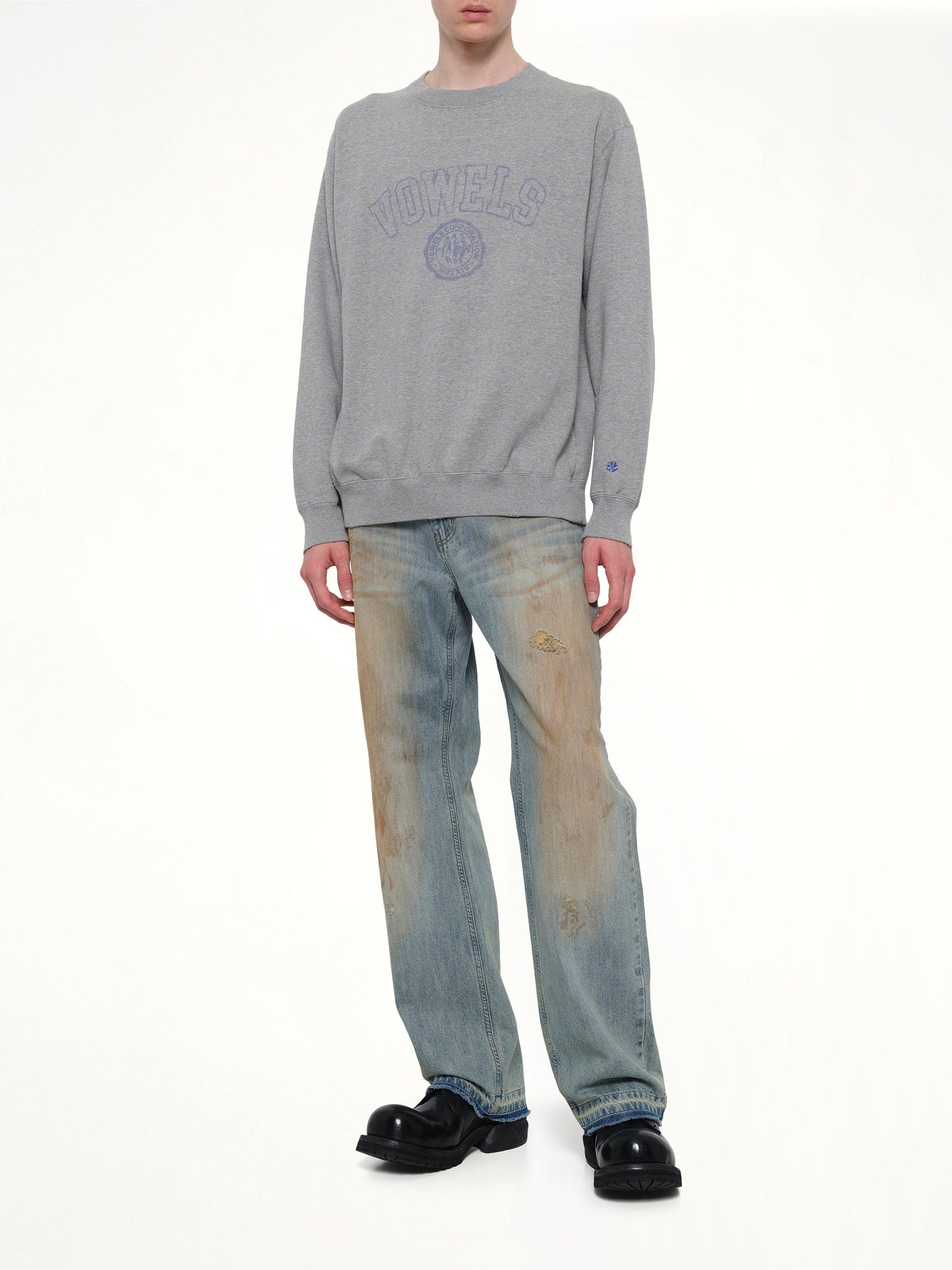 VOWELS Faded Collegiate Sweatshirt (Grey)