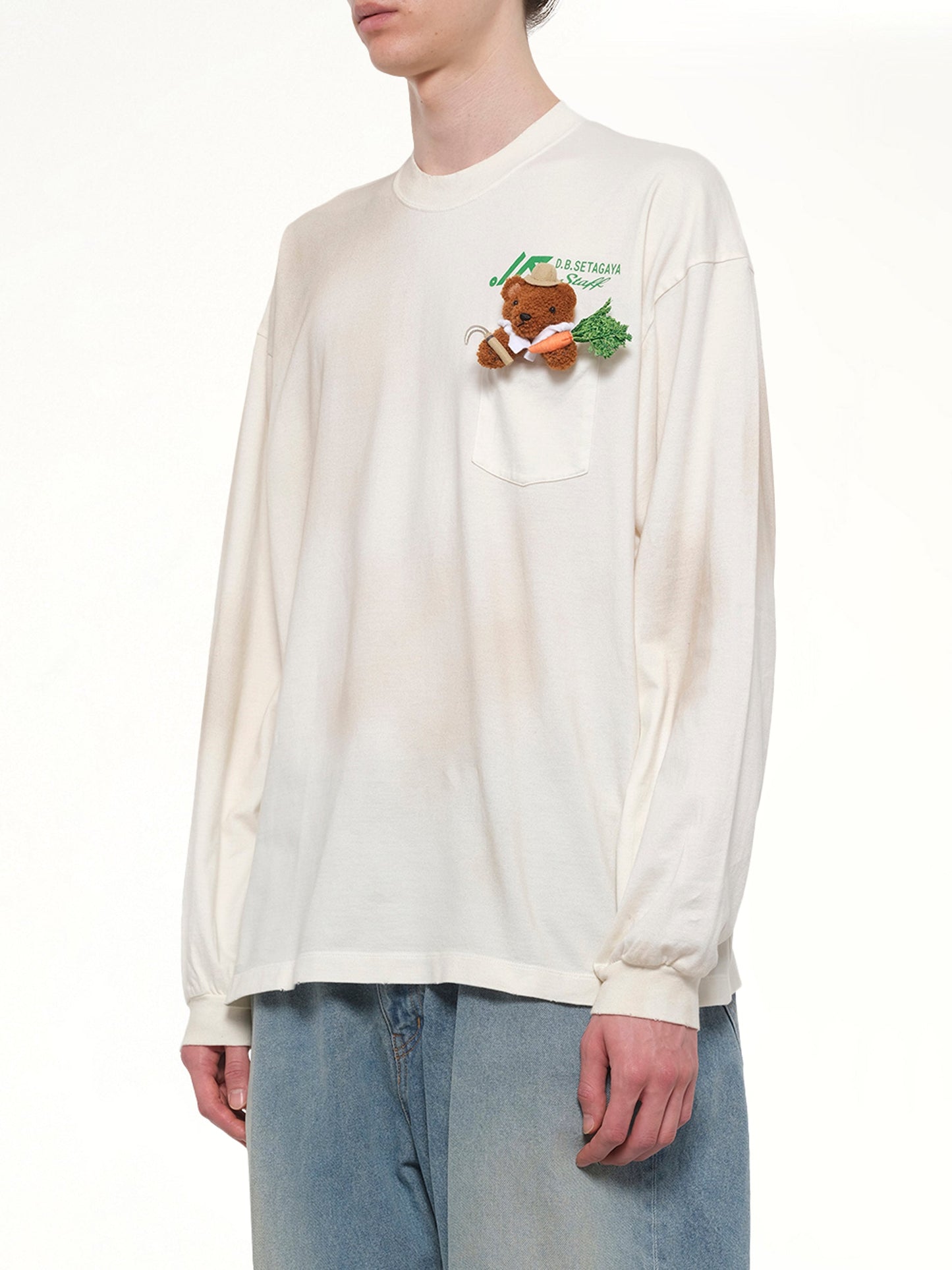 DOUBLET L/S T-Shirt With My Workwear Bear (White)
