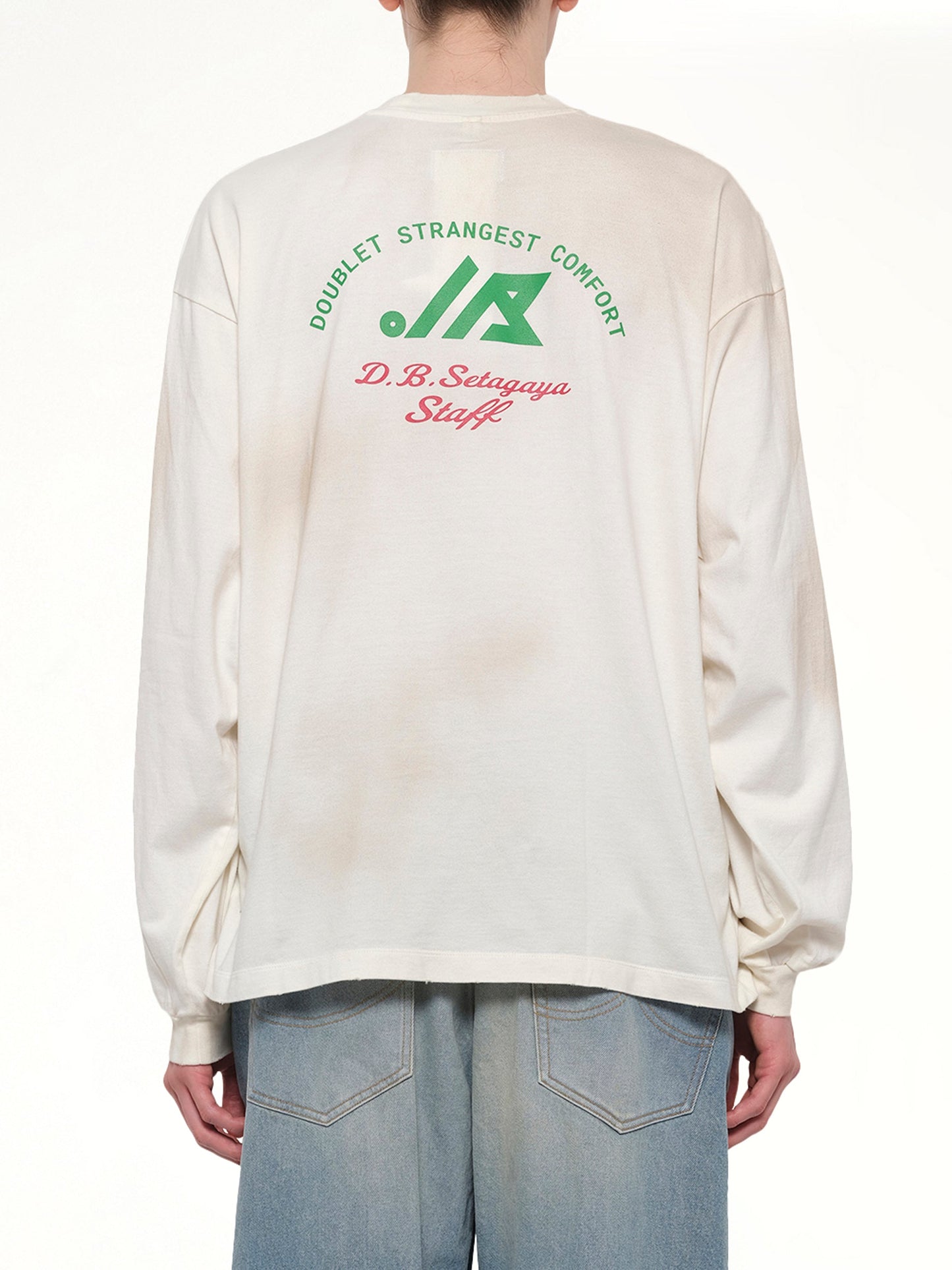 DOUBLET L/S T-Shirt With My Workwear Bear (White)