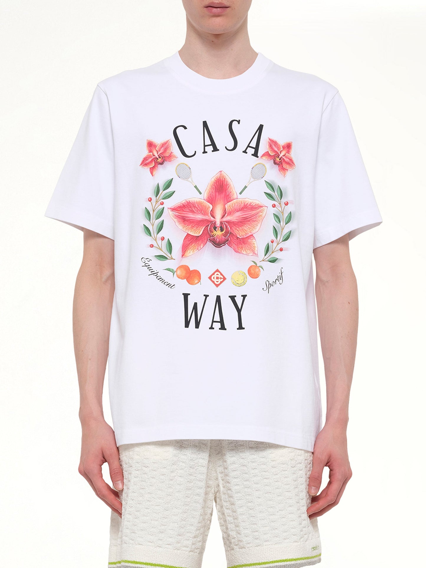 Image of T-Shirts. Product name - Casa Way Orchid Classic T-Shirt in White colour by brand - CASABLANCA