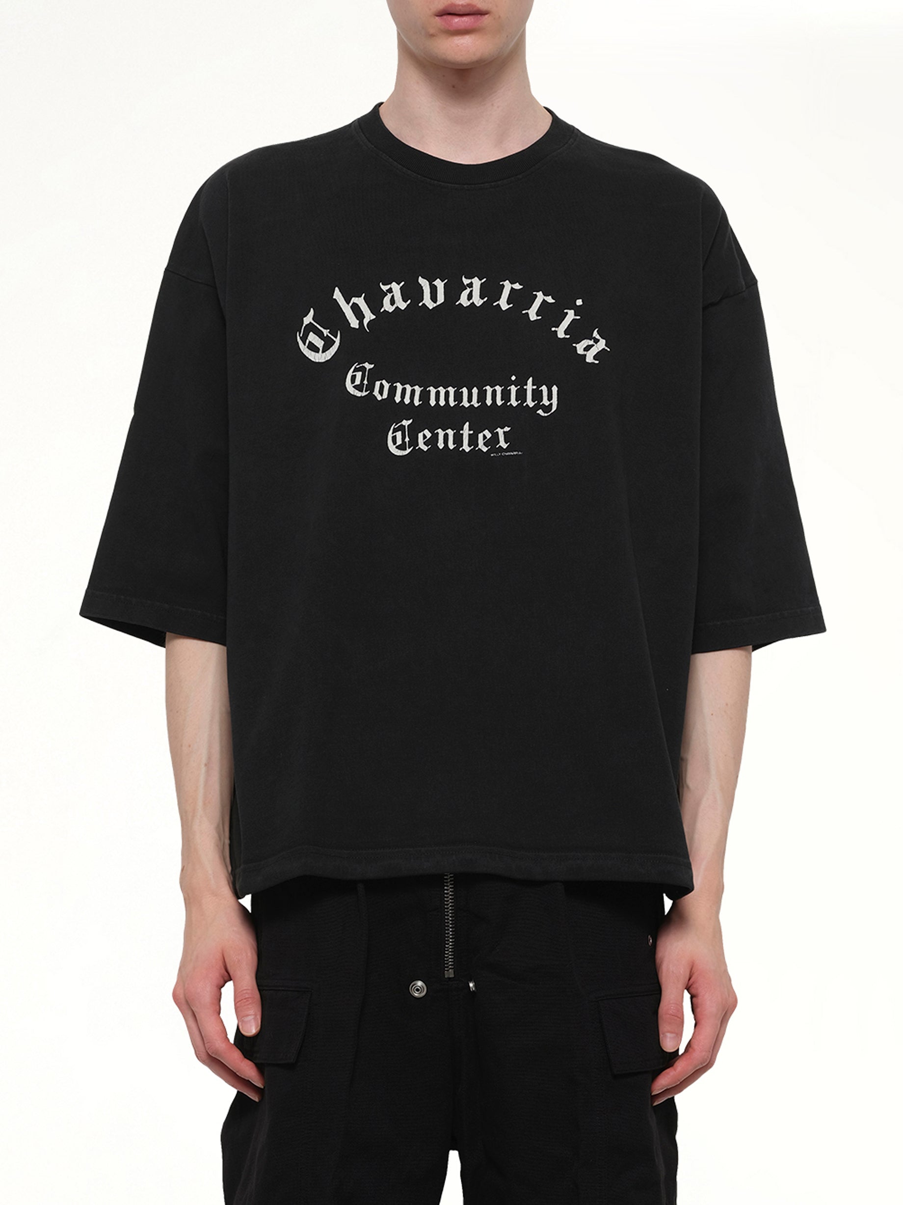 Image of T-Shirts. Product name - Chavarria Community Center Buffalo T-Shirt in Black colour by brand - WILLY CHAVARRIA