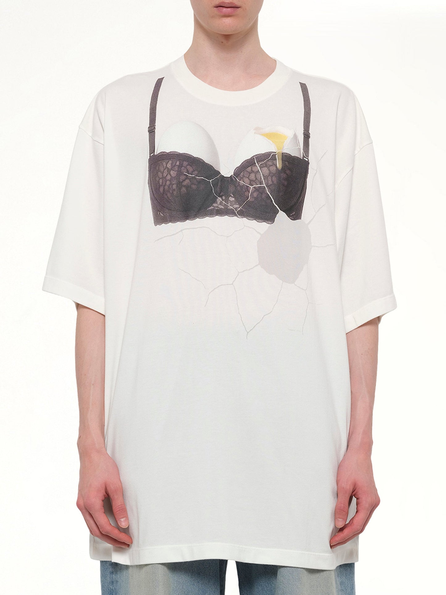 Image of T-Shirts. Product name - Egg Bra T-Shirt in White colour by brand - DOUBLET