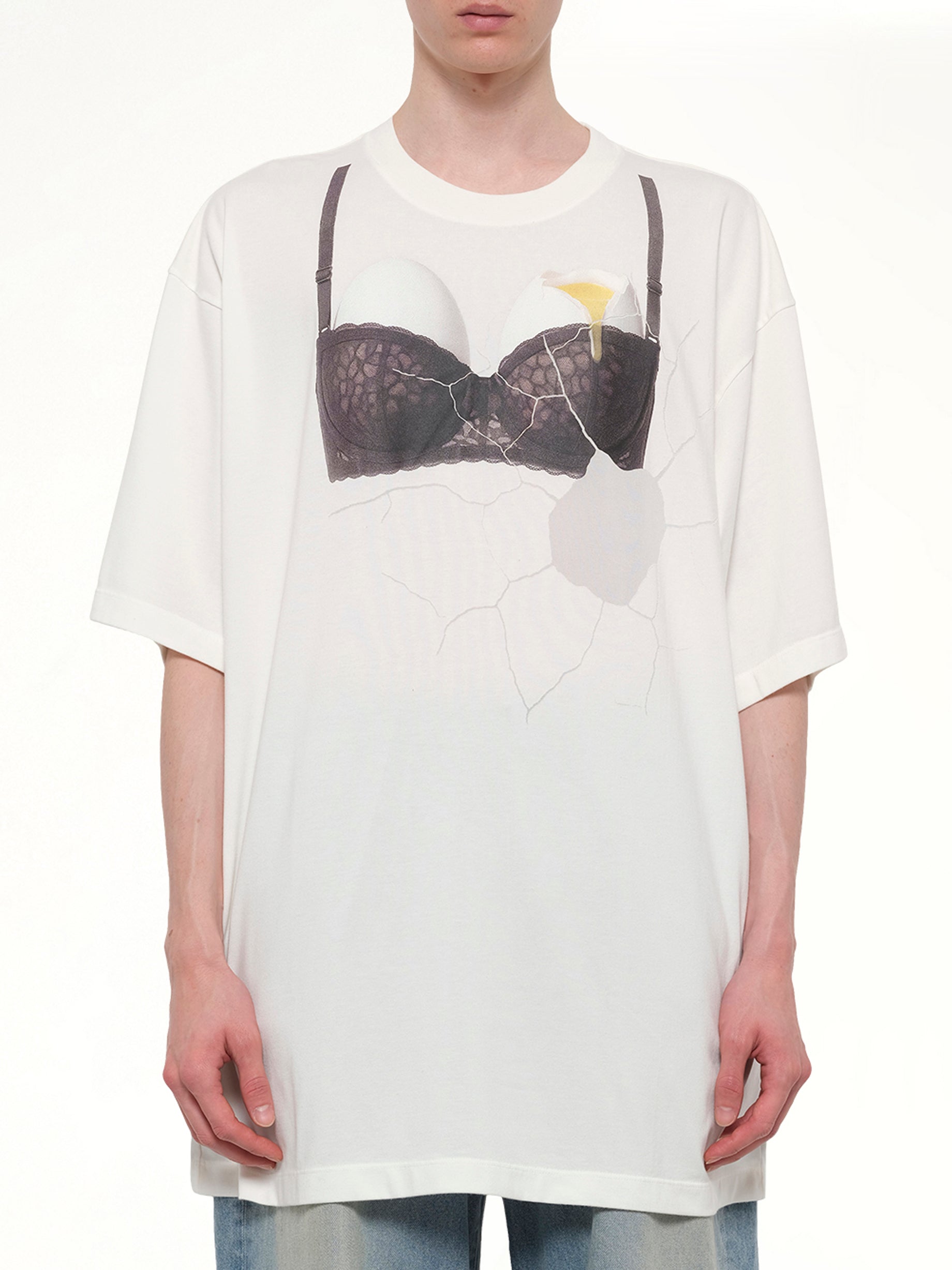 Image of T-Shirts. Product name - Egg Bra T-Shirt in White colour by brand - DOUBLET