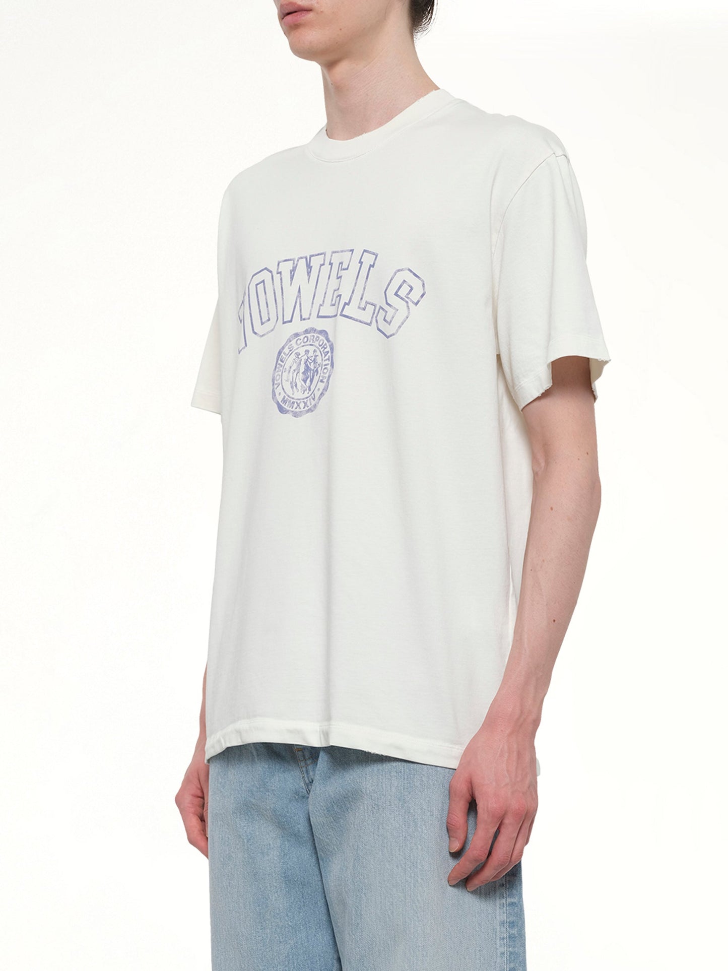 VOWELS Faded Collegiate T-Shirt (White)