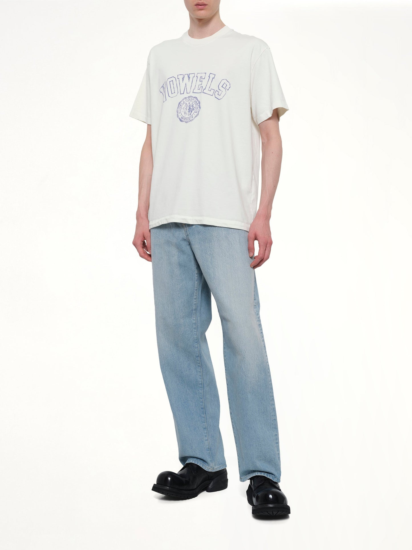 VOWELS Faded Collegiate T-Shirt (White)