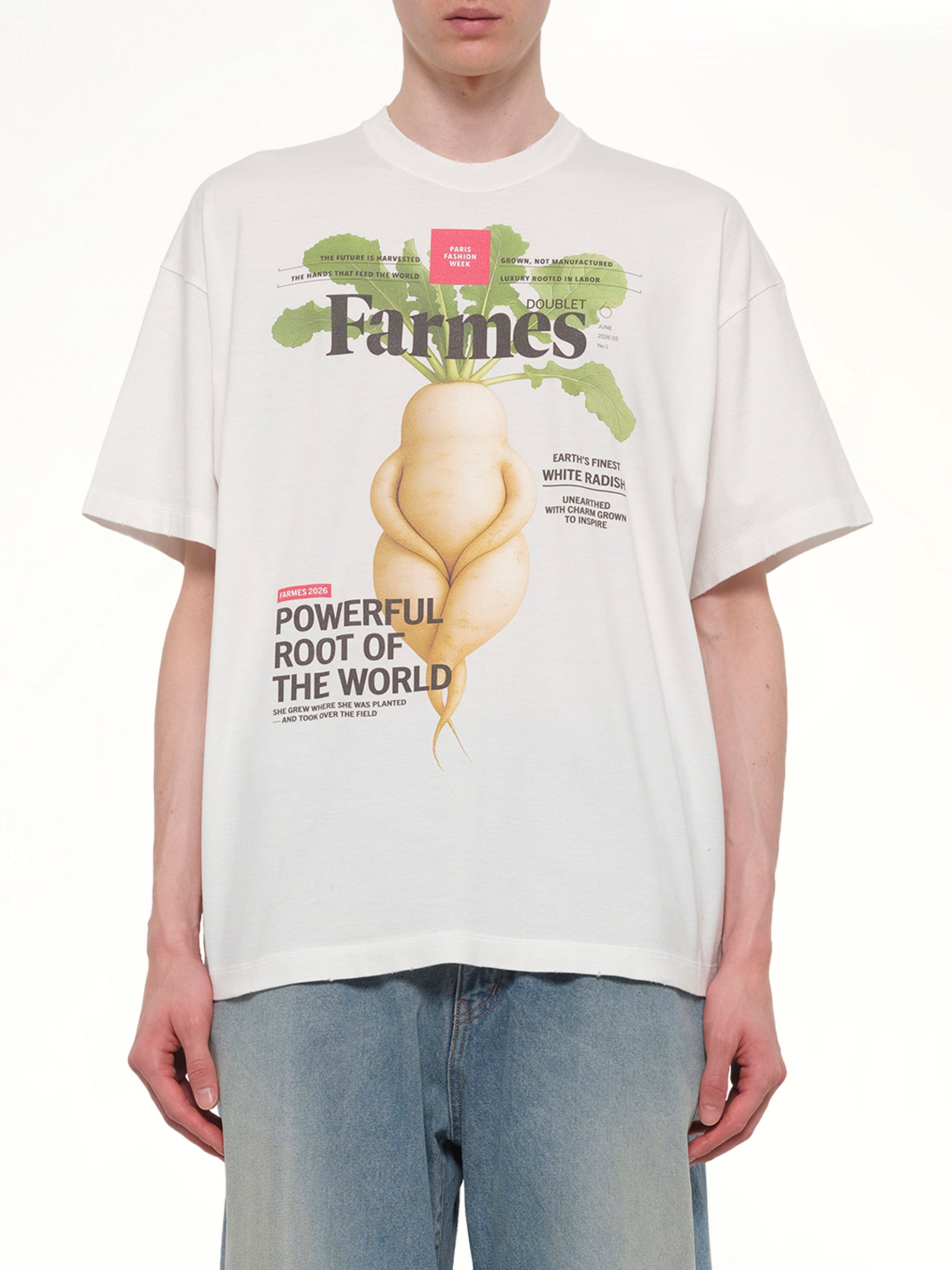 Image of T-Shirts. Product name - Farmes Magazine Cover T-Shirt in White colour by brand - DOUBLET