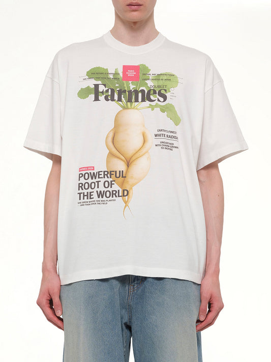 Image of T-Shirts. Product name - Farmes Magazine Cover T-Shirt in White colour by brand - DOUBLET