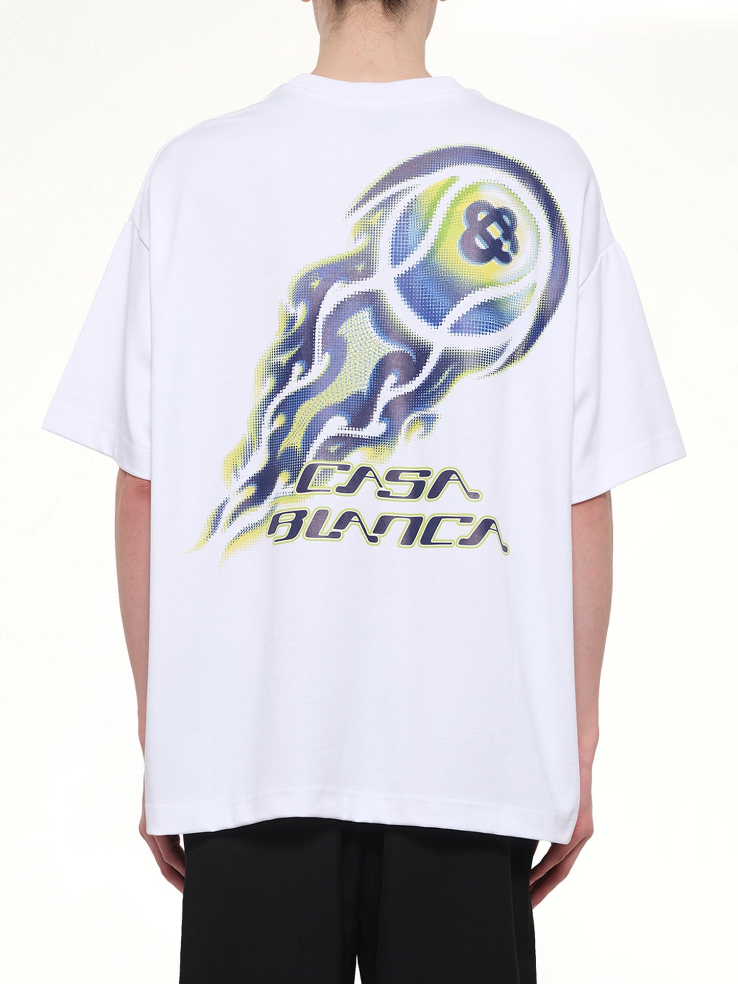 CASABLANCA Flaming Tennis Ball Oversized T-Shirt (White)