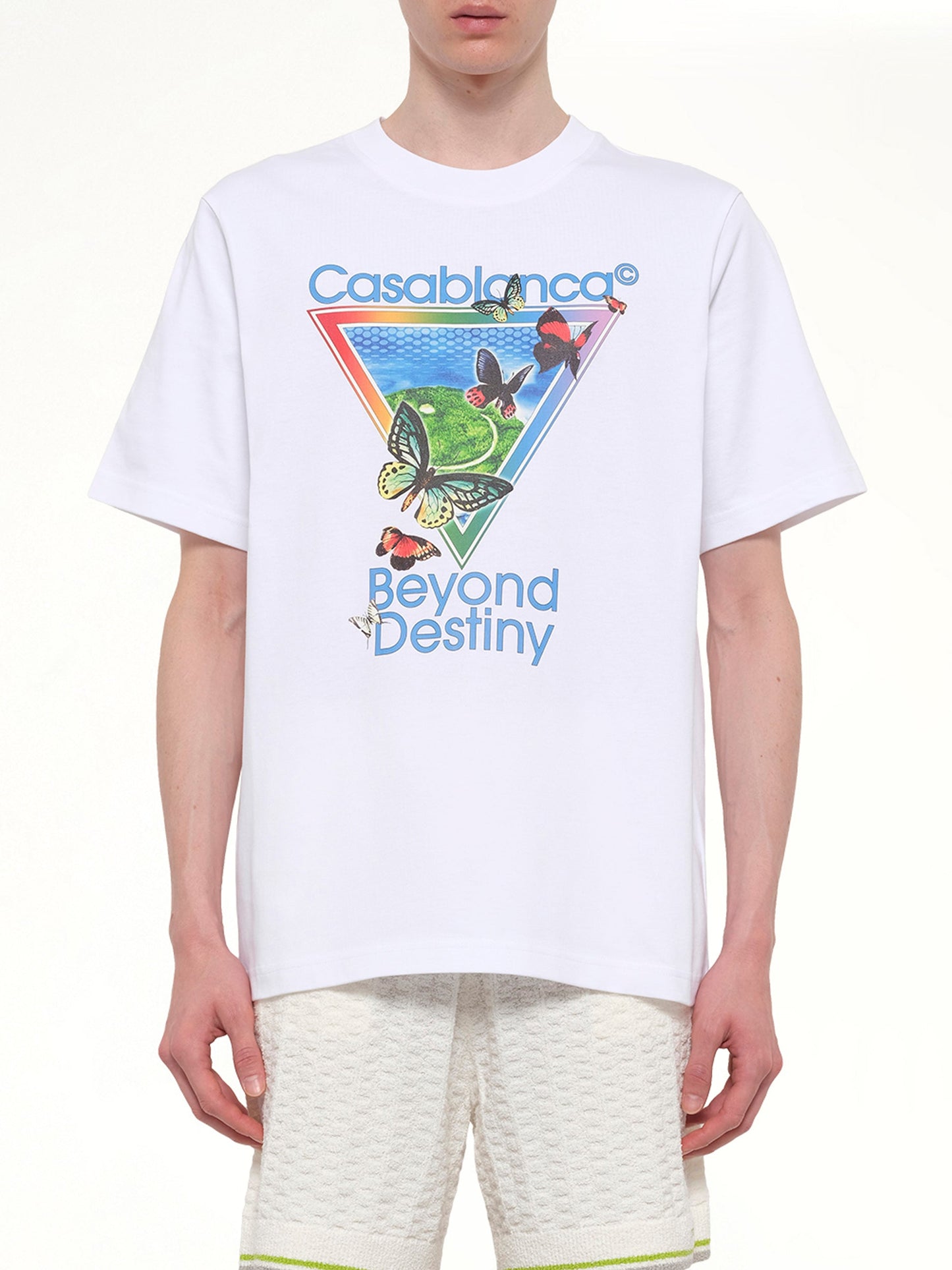 Image of T-Shirts. Product name - Tennis Club Icon Beyond Destiny Classic T-Shirt in White colour by brand - CASABLANCA
