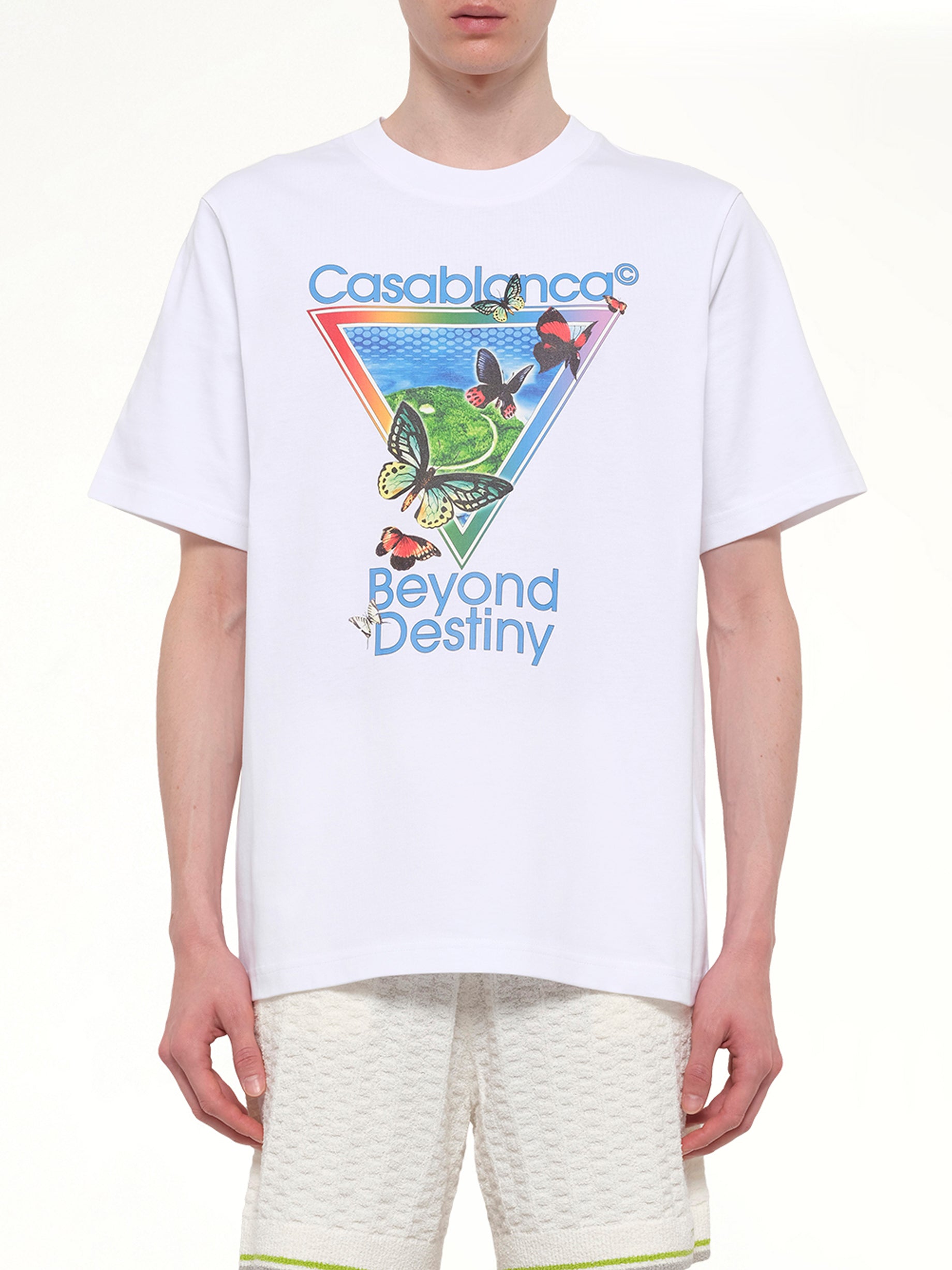 Image of T-Shirts. Product name - Tennis Club Icon Beyond Destiny Classic T-Shirt in White colour by brand - CASABLANCA