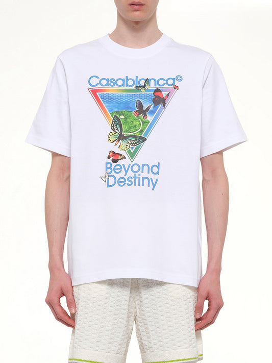Image of T-Shirts. Product name - Tennis Club Icon Beyond Destiny Classic T-Shirt in White colour by brand - CASABLANCA