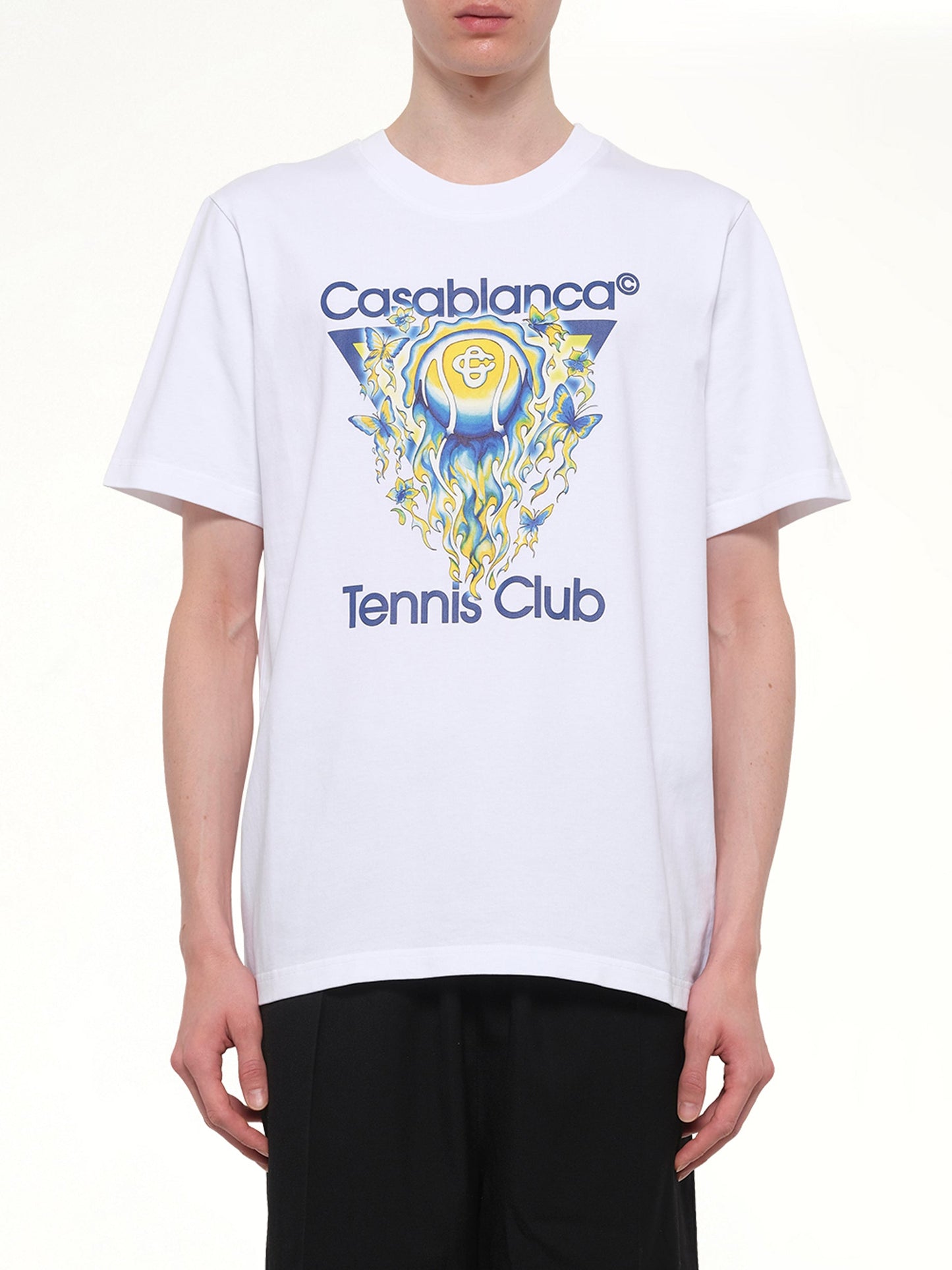 Image of T-Shirts. Product name - Tennis Club Icon Classic T-Shirt in White colour by brand - CASABLANCA