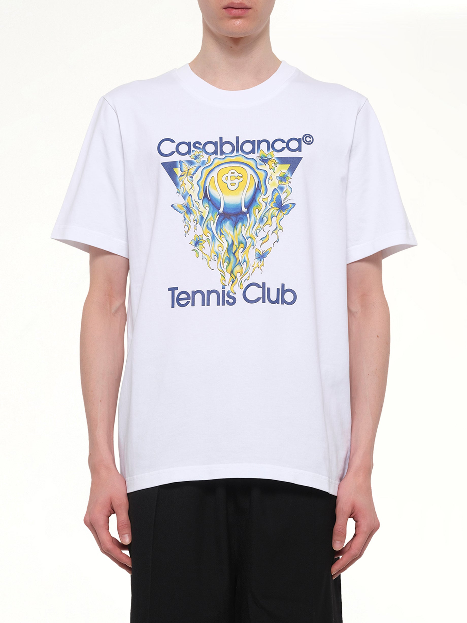 Image of T-Shirts. Product name - Tennis Club Icon Classic T-Shirt in White colour by brand - CASABLANCA