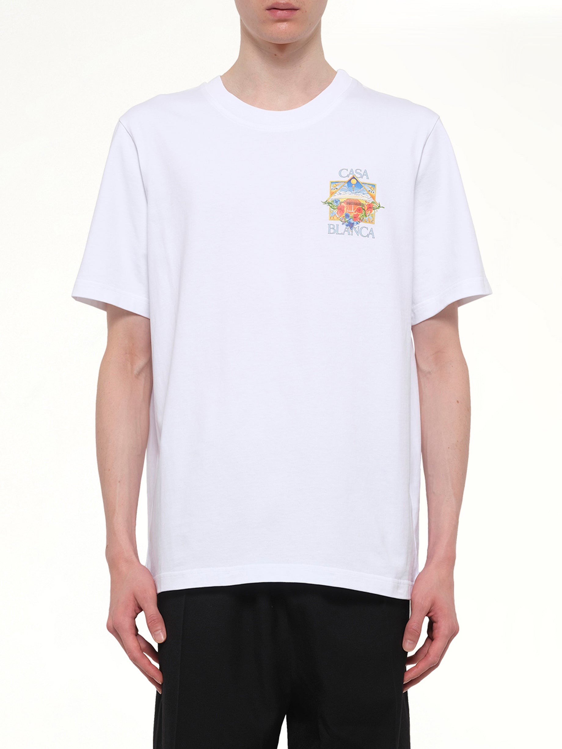Image of T-Shirts. Product name - Tennis Landscape 2 Classic T-Shirt in White colour by brand - CASABLANCA