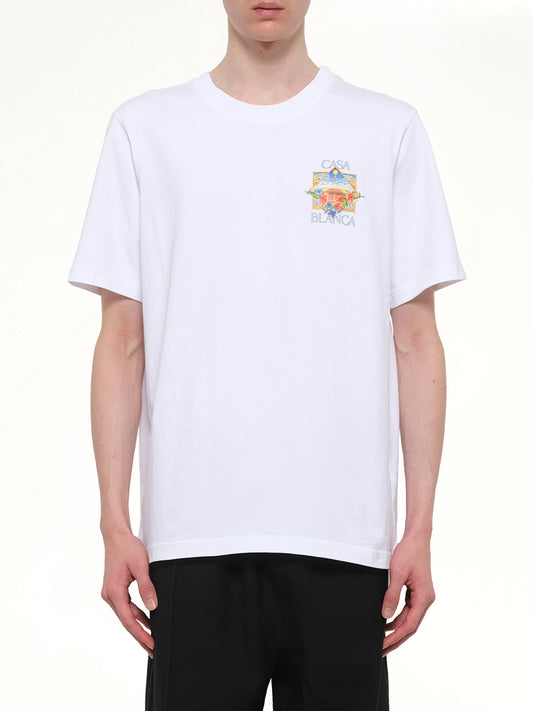 Image of T-Shirts. Product name - Tennis Landscape 2 Classic T-Shirt in White colour by brand - CASABLANCA