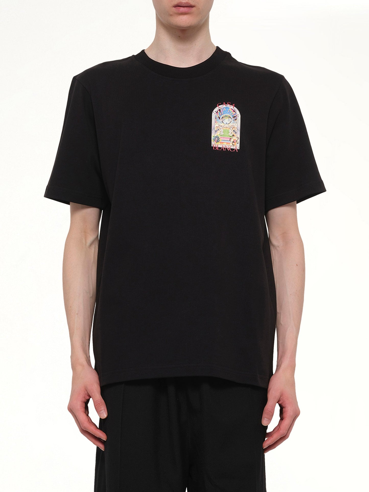 Image of T-Shirts. Product name - Tennis Landscape Classic T-Shirt in Black colour by brand - CASABLANCA