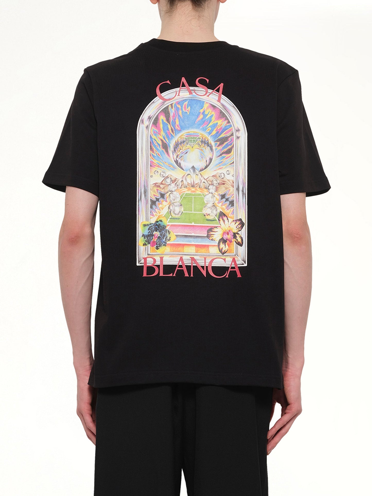 CASABLANCA Tennis Landscape Classic T-Shirt (Black)