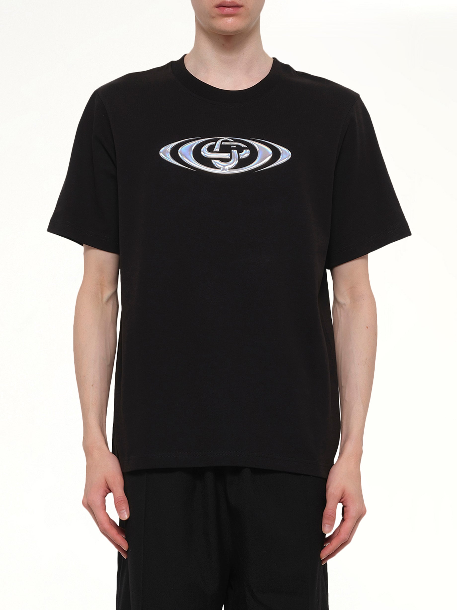Image of T-Shirts. Product name - Warped Logo Classic T-Shirt in Black colour by brand - CASABLANCA
