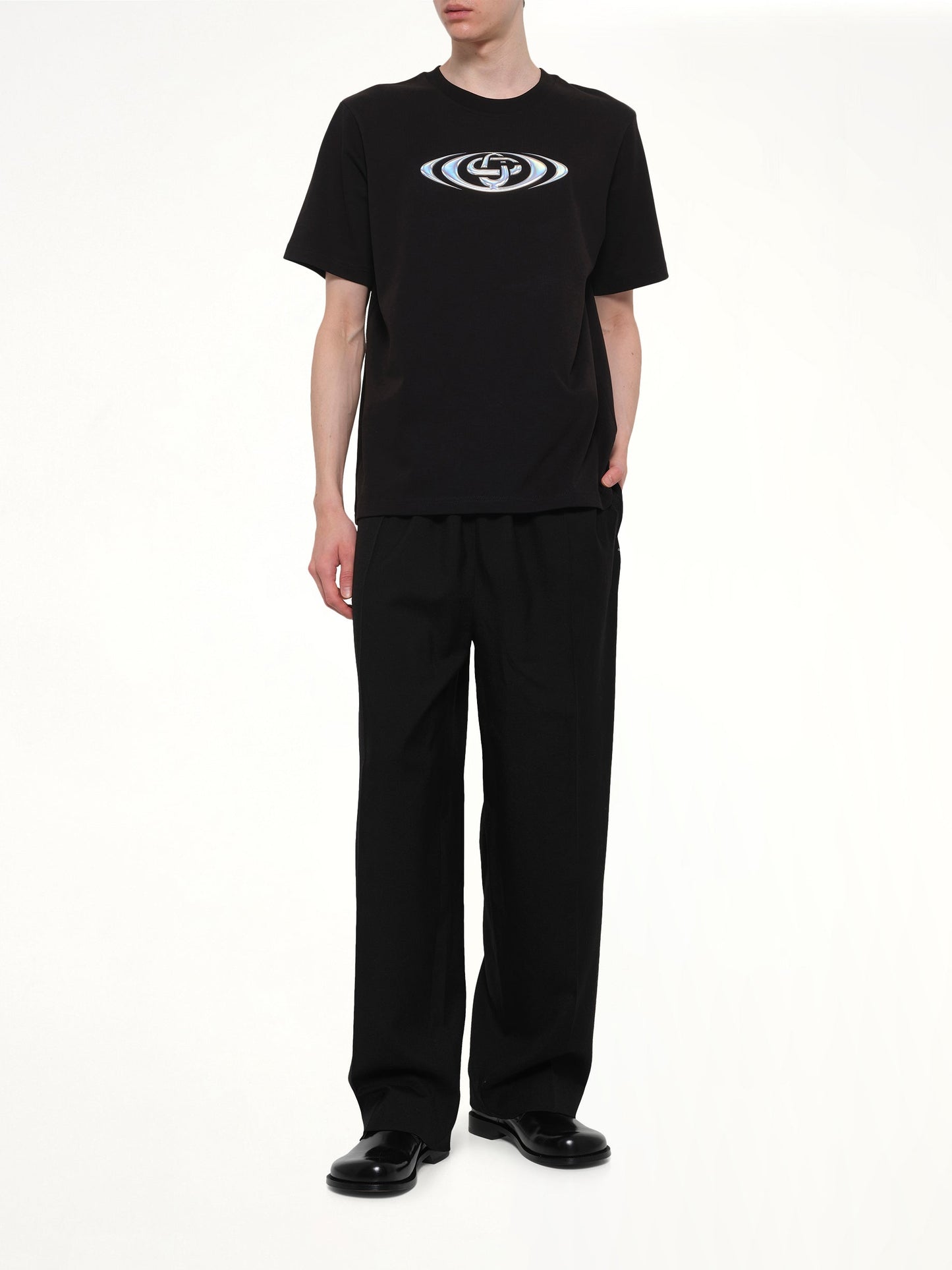 CASABLANCA Warped Logo Classic T-Shirt (Black)