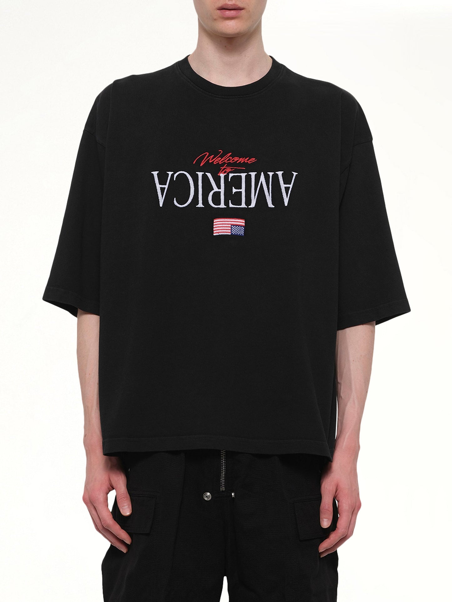 Image of T-Shirts. Product name - Welcome To America Buffalo T-Shirt in Black colour by brand - WILLY CHAVARRIA