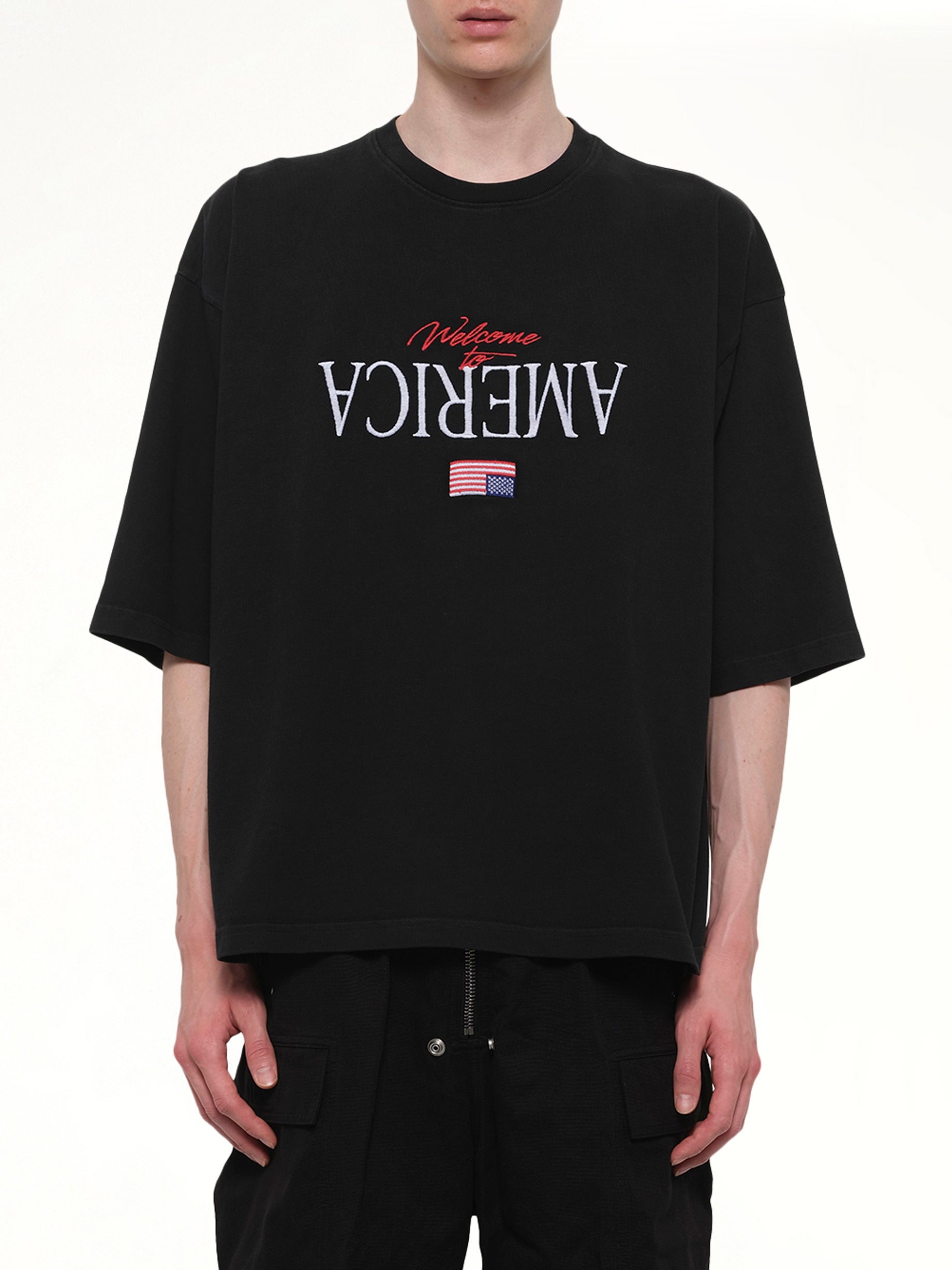 Image of T-Shirts. Product name - Welcome To America Buffalo T-Shirt in Black colour by brand - WILLY CHAVARRIA