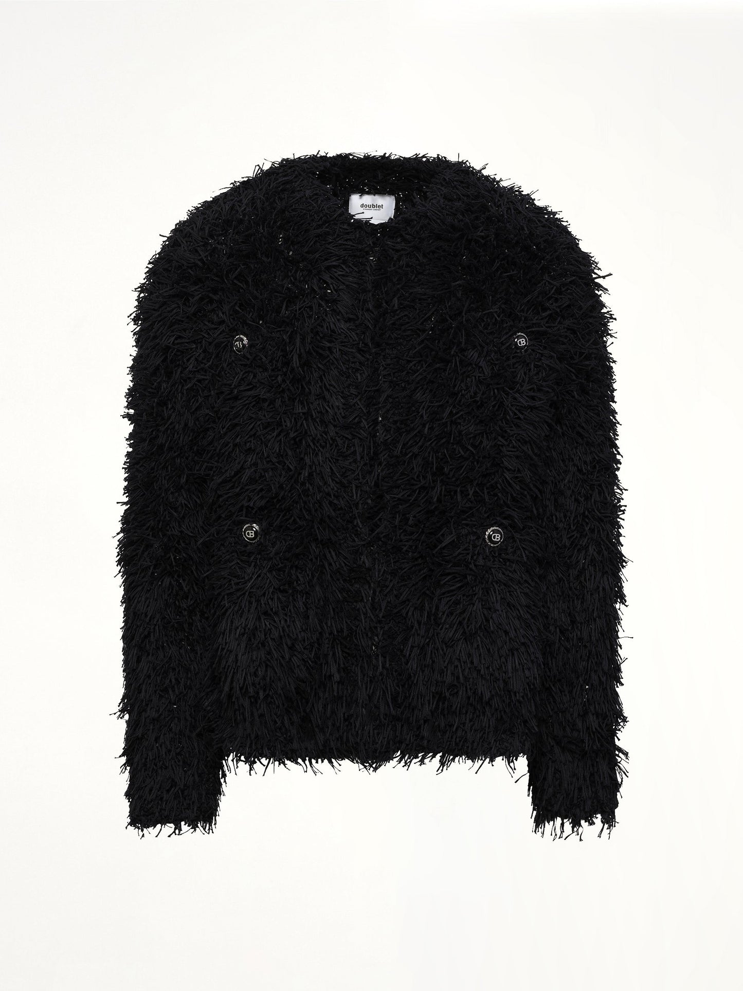 DOUBLET Straw Tweed Knit Cardigan (Black)