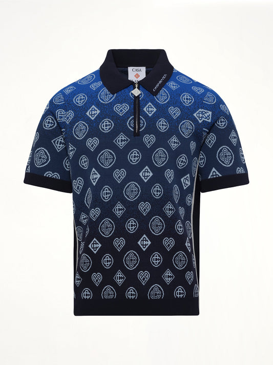 CASABLANCA Gradient Monogram Polo Shirt (Blue)