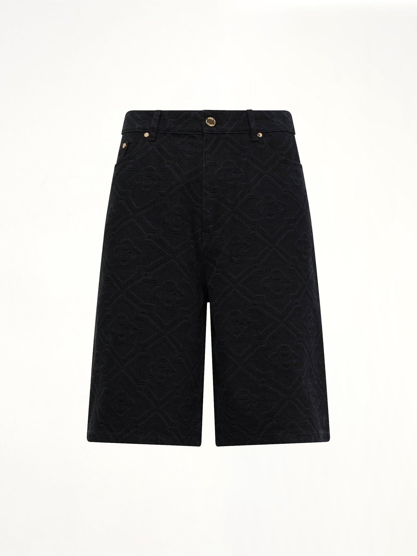 CASABLANCA Laser Monogram Denim Shorts (Black)