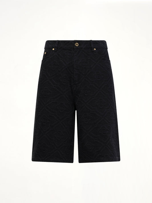 CASABLANCA Laser Monogram Denim Shorts (Black)