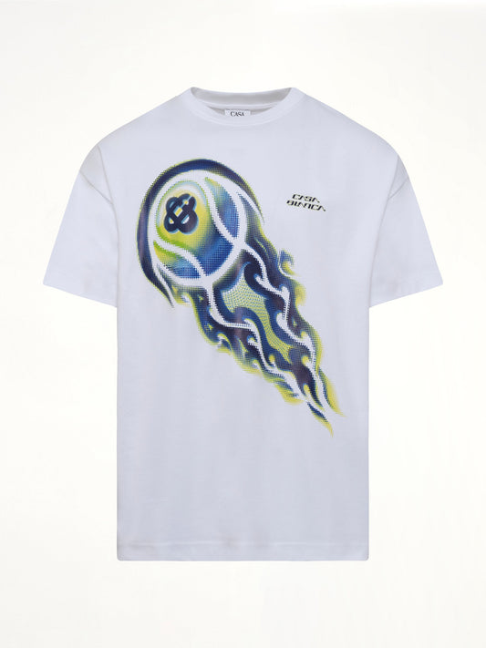 CASABLANCA Flaming Tennis Ball Oversized T-Shirt (White)