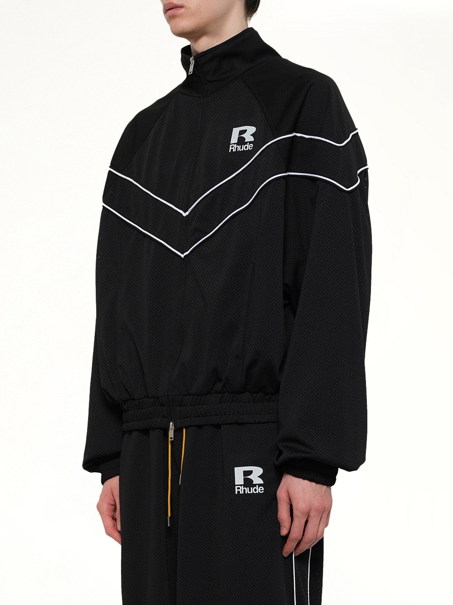 Rhude Mesh Piping Raglan Track Jacket (Black)