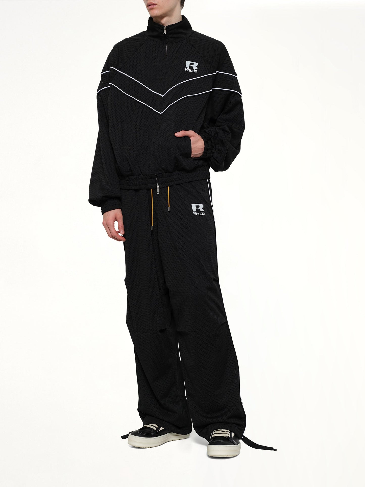 Rhude Mesh Piping Raglan Track Jacket (Black)