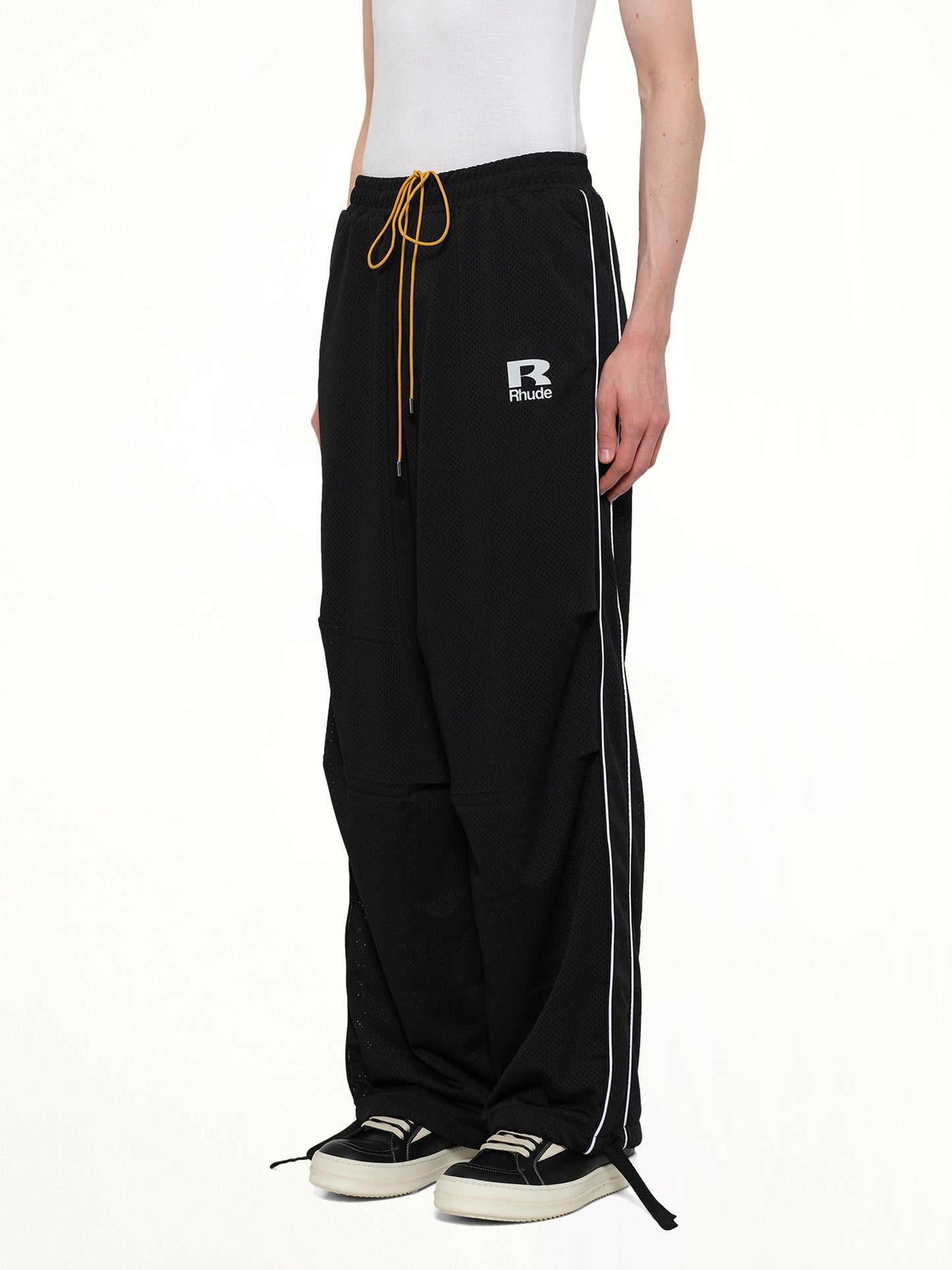 Rhude Mesh Piping Parachute Track Pant (Black)