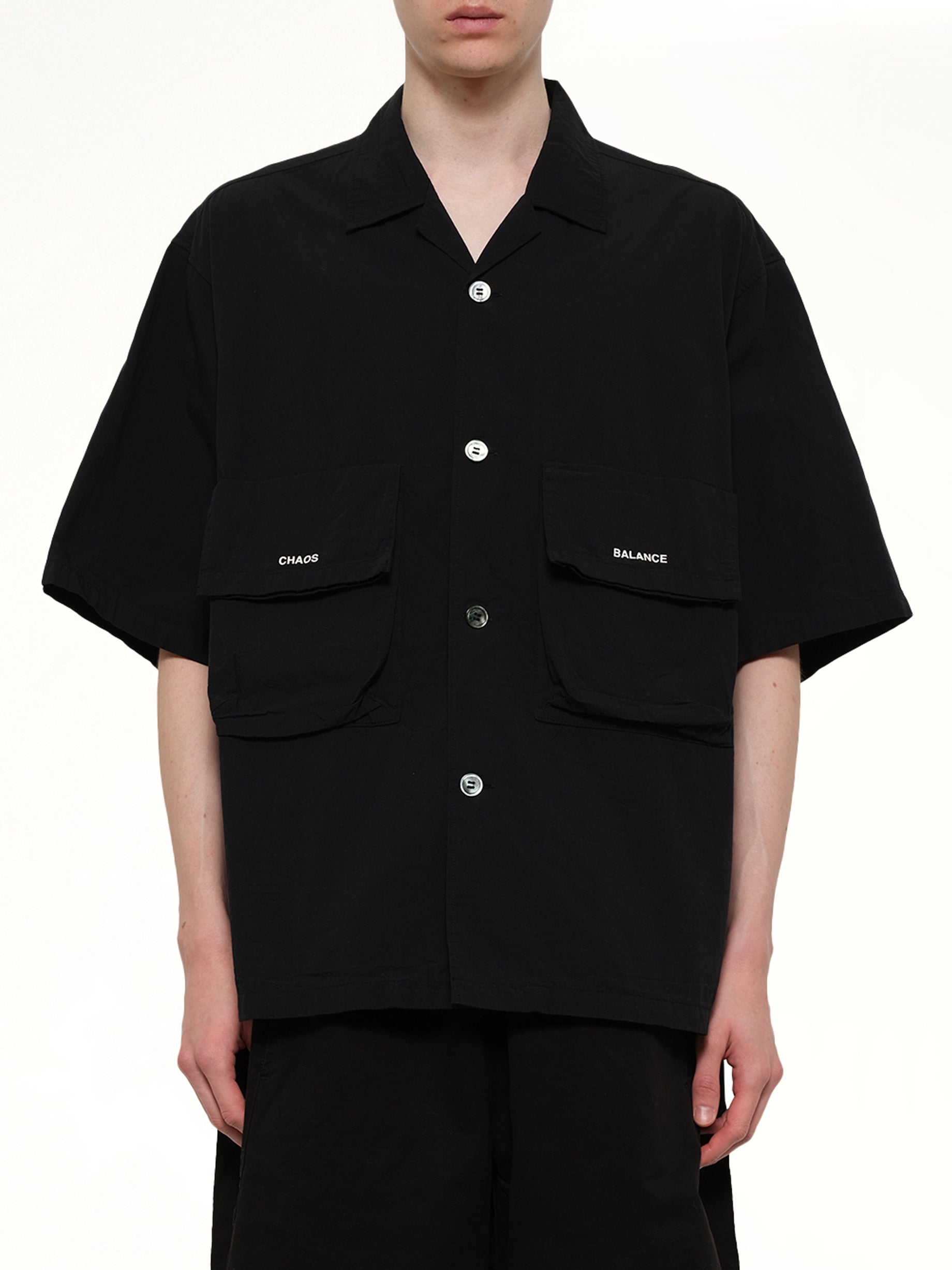 Image of Shirts. Product name - Chaos Balance Pocket Shirt in Black colour by brand - UNDERCOVER